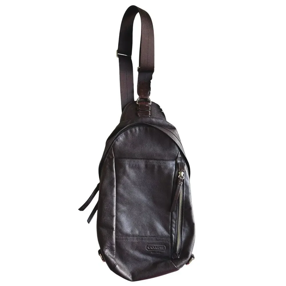 COACH Thompson Convertible Brown Leather Sling Bag Backpack